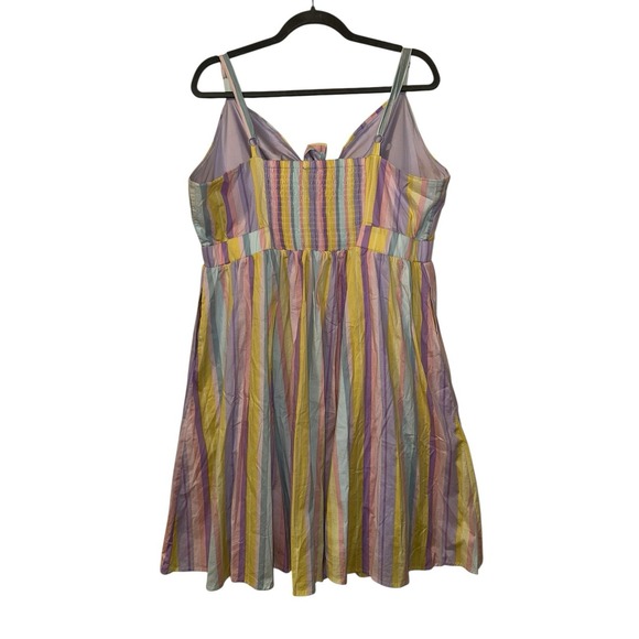Torrid Skater Dress Poplin‎ Multi Stripe NWT New 2X Pastel Color Rockabilly - Picture 3 of 5